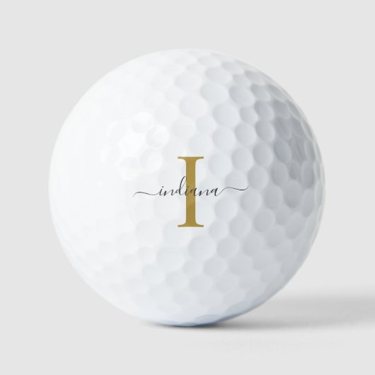 Monogram Gold Grey Script Name Modern Family Sport Golfballen (Voorkant)