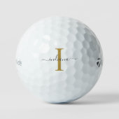 Monogram Gold Grey Script Name Modern Golfballen (Voorkant)