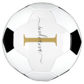 Monogram Gold Grey Script Name Modern Voetbal (Gedraaid)