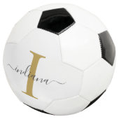 Monogram Gold Grey Script Name Modern Voetbal (Drie kwart)