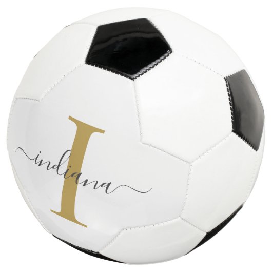 Monogram Gold Grey Script Name Modern Voetbal (Drie kwart)