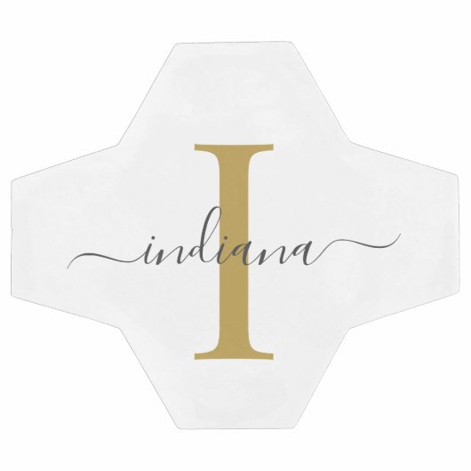 Monogram Gold Grey Script Name Modern Voetbal (Enkel)