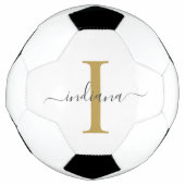 Monogram Gold Grey Script Name Modern Voetbal (Voorkant)
