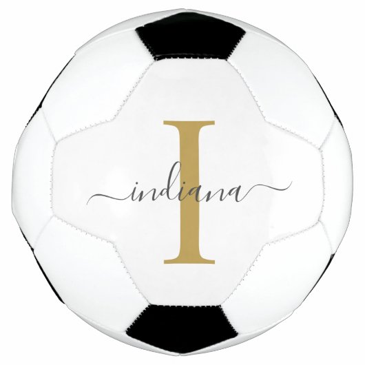 Monogram Gold Grey Script Name Modern Voetbal (Voorkant)