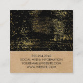 Monogram Gold Grunge Geometric Natural Vierkante Visitekaartje (Achterkant)
