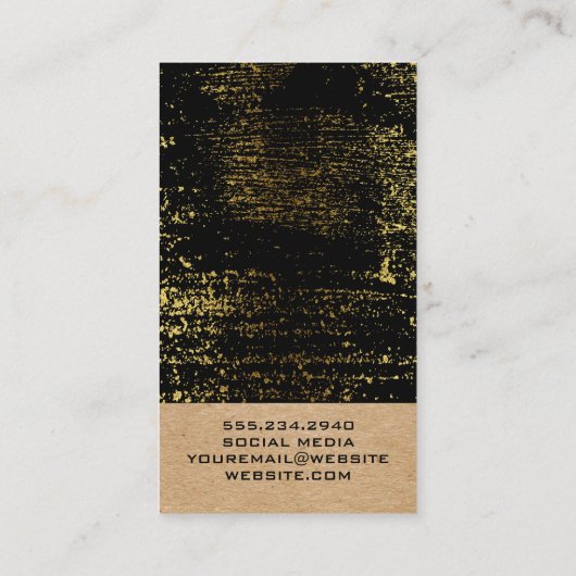 Monogram Gold Grunge Geometric Natural Visitekaartje (Achterkant)