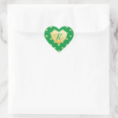 Monogram Gold Hearts Faux Folie Patroon op groen Hart Sticker (Tas)