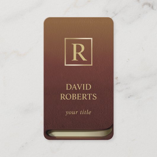 Monogram Gold Initiaal Elegant Book Hoesje Visitekaartje (Voorkant)