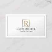 Monogram Gold Initiaal Elegant White omgeven Visitekaartje (Voorkant)