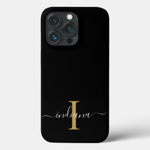 Monogram Gold Initiaal grijze Script Name Modern Case-Mate iPhone Case
