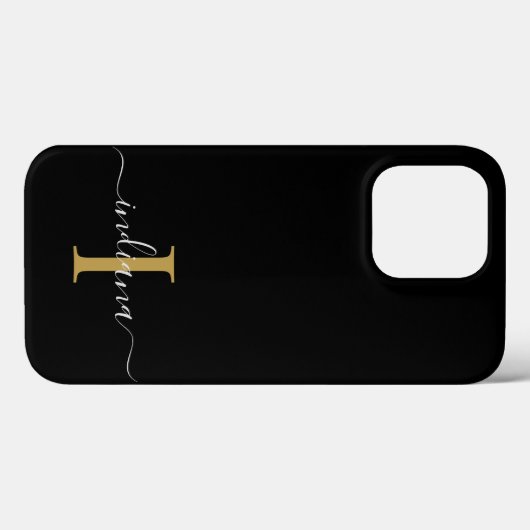 Monogram Gold Initiaal grijze Script Name Modern Case-Mate iPhone Case (Achterkant (horizontaal))