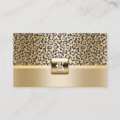 Monogram Gold Initiaal Leopard Print Elegant Visitekaartje (Voorkant)