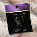 Monogram Gold initiaal Logo Modern zwart-Paars Flyer<br><div class="desc">Monogram Gold initiaal Logo Moderne zwarte en Paarse brochures.</div>