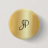 Monogram Gold Kijk elegant Moderne Sjabloon Ronde Button 3,2 Cm (Voorkant)