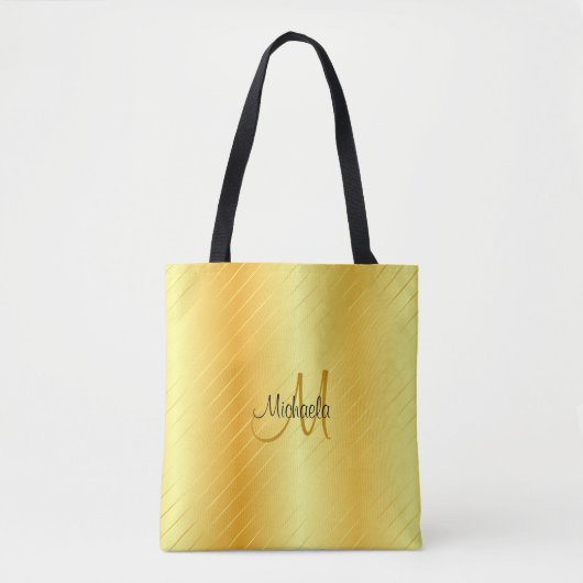 Monogram Gold Kijk elegant Moderne Sjabloon Tote Bag (Voorkant)