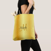 Monogram Gold Kijk elegant Moderne Sjabloon Tote Bag (Dichtbij)