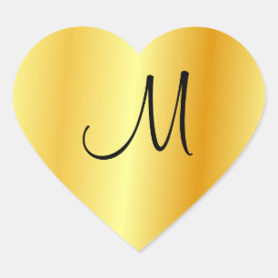 Monogram Gold Kijk Moderne Elegant Sjabloon Hart Sticker