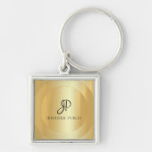 Monogram Gold Kijk uit Jouw naam Elegant Modern Sleutelhanger (Voorkant)