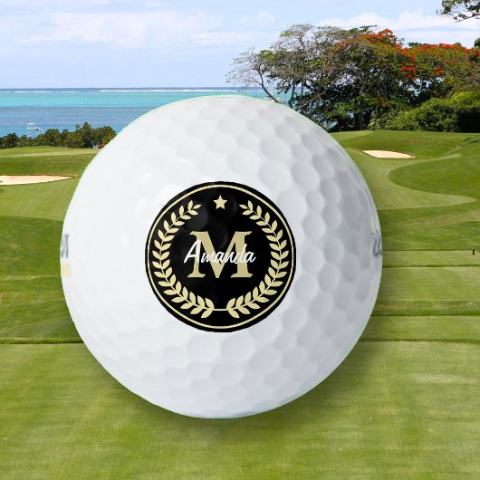 Monogram Gold Laurel Leaf Star Golfballen