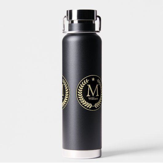 Monogram Gold Laurel Leaf Star Waterfles (Achterkant)