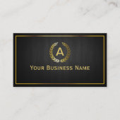 Monogram Gold Laurel Wreath Elegant Visitekaartje (Voorkant)
