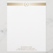 Monogram Gold Laurel Wreath Modern Elegant Gepersonaliseerd Briefhoofd (Voorkant)