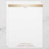 Monogram Gold Laurel Wreath Modern Elegant Gepersonaliseerd Briefhoofd (Voorkant / Achterkant)