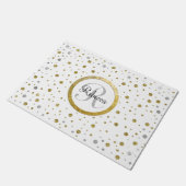 Monogram Gold Leaf Print Silver Confetti Deurmat (Schuin)