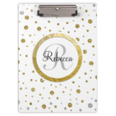 Monogram Gold Leaf Print Silver Confetti Klembord (Voorkant)