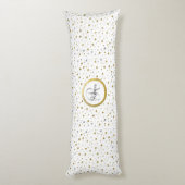 Monogram Gold Leaf Print Silver Confetti Lichaamskussen (Achterkant (Verticaal))
