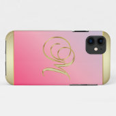 Monogram Gold Letter M Elegant Pink Case-Mate iPhone Case (Achterkant (horizontaal))