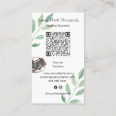 Monogram Gold Lijst Fotograaf QR Verticaal Visitekaartje (Achterkant)