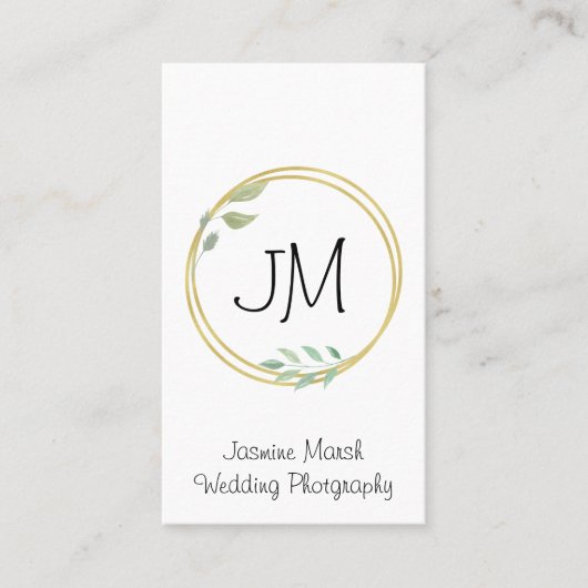 Monogram Gold Lijst Fotograaf QR Verticaal Visitekaartje (Voorkant)