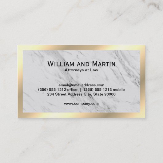 Monogram Gold Lijst marmer met Floral Pattern Visitekaartje (Achterkant)