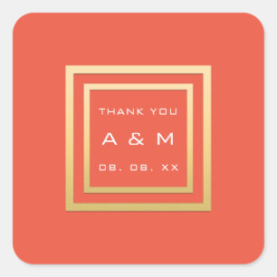 Monogram - Gold Lijst minimalisatiedatum bruiloft Vierkante Sticker