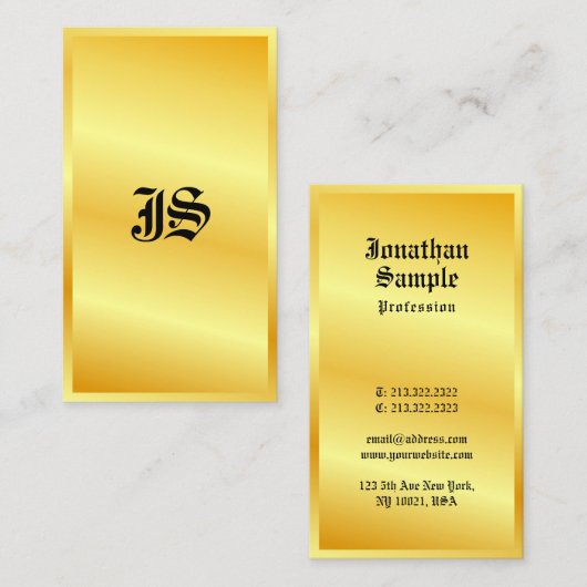 Monogram Gold look Klassieke stijltekst Sjabloon Visitekaartje (Voorkant / Achterkant)