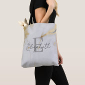 Monogram Gold Marble Grey Tote Bag (Dichtbij)
