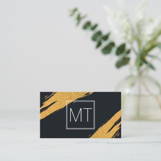 Monogram Gold Marks Double White Boxes Visitekaartje (Staand voorkant)