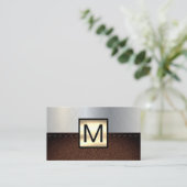 Monogram Gold Metallic | Leder Visitekaartje (Staand voorkant)