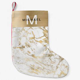 Monogram Gold Metallic White marmer Kleine Kerstsok