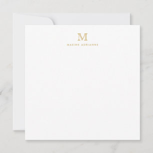 Monogram Gold Minimalist Classic Formal Elegant Notitiekaartje