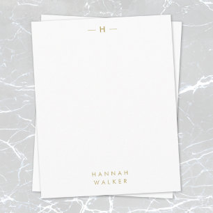 Monogram Gold   Modern minimalistische legante afb Notitiekaartje