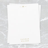 Monogram Gold | Modern minimalistische legante afb Notitiekaartje