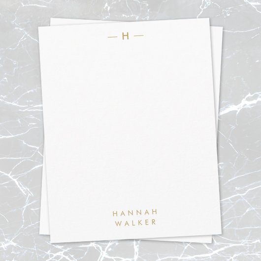 Monogram Gold | Modern minimalistische legante afb Notitiekaartje