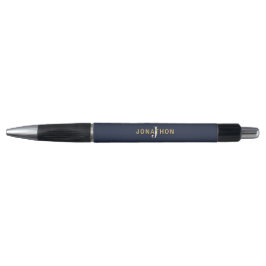 Monogram Gold Name White Initiaal Man Navy Pen