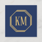 Monogram Gold Navy | Moderne minimalistische chiqu Vierkante Visitekaartje (Voorkant)