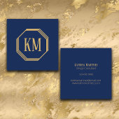 Monogram Gold Navy | Moderne minimalistische chiqu Vierkante Visitekaartje