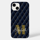 Monogram Gold Navy Pattern Case-Mate iPhone Case (Achterkant)