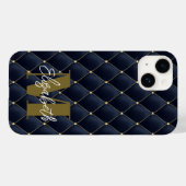 Monogram Gold Navy Pattern Case-Mate iPhone Case (Achterkant (horizontaal))