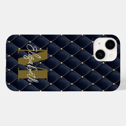 Monogram Gold Navy Pattern Case-Mate iPhone Case (Achterkant (horizontaal))